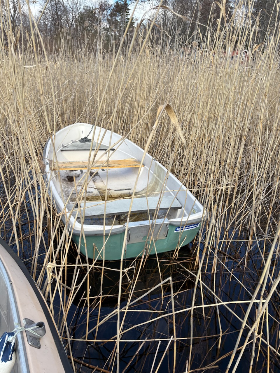 Båt som drivit in i Vassen i mellanbunn